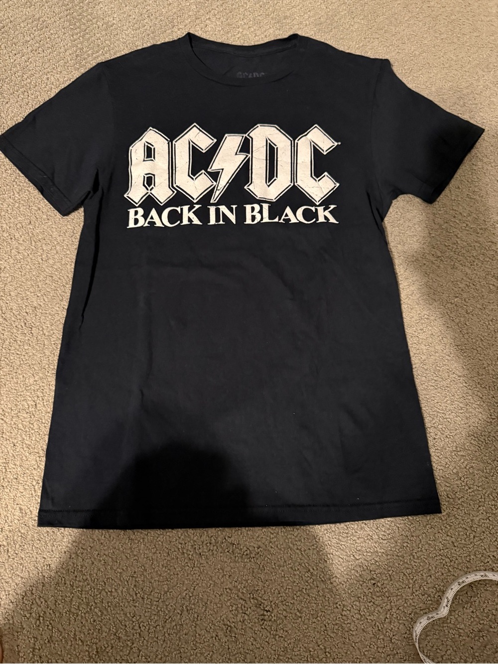AC/DC Black Tee with White "Back in Black" Logo